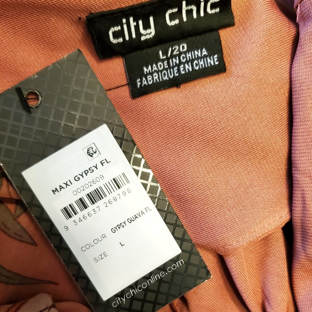 City Chic Gypsy Floral Faux Wrap Maxi Dress L/20 - Picture 5 of 5